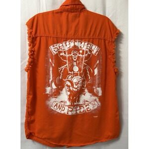 Milwaukee Performance Shirt‎ Size XL Sleeveless Fringe Orange